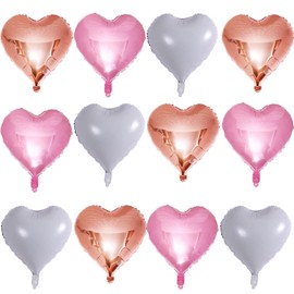 Rose Gold Heart Shaped balloons Pack of 12,18 Inch White Love Valentine Balloons Pink Heart Romantic Balloons For Valentines Day Propose Marriage Wedding Bridal Shower Engagement Party Decorations