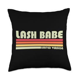 Retro Lash Babe Saying Lash Tech & Lash Artist Version Lover Retro Lash Babe Throw Pillow, 18x18, Multicolor