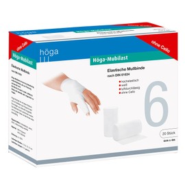 HÖGA MUBILAST Elastic Elastic Gauze Bandage 6 cm x 4 m, Pack of 20