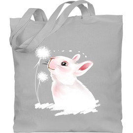 Shirtracer - Cotton Bag - Easter Gift Easter - Rabbit with Dandelion, 1 Light Grey