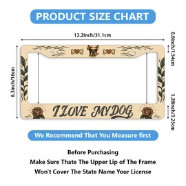 2Pcs Cowboy Dog Love License Plate Frame Vintage Pet License Plate Frames Personalise Stainless Steel Metal Car Plates Funny License Plate Frames Decorative for Men Women 12.2 X 6.3 Inch
