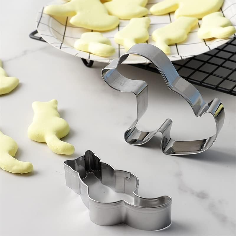 2Pcs Silver Cookie Cutters Set Cat Dog Cookie Cutter Stainless