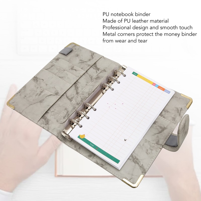 Budget Binder with Cash Envelopes PU Leather Marbling A6 Money
