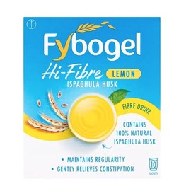 4 x Fybogel Hi-Fibre Lemon Natural Fibre Drink 10 Sachets