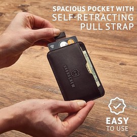 URBAN CREW RFID Blocking Slim Wallet for Men – Genuine Leather Front Pocket Card Holder with Cash Slot | Minimalist & Secure Travel Wallet for Everyday Use (Brown)