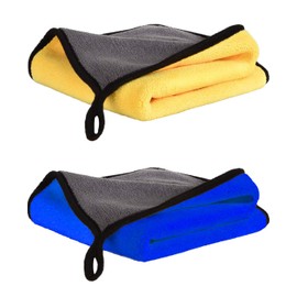 ILLUVA Extra Thick Microfibre Cleaning Cloths Towels, Super Absorbent Micro Fibre Plush Cloths for Car Wash, Cleaning and Drying - Small 11.8 x 15.8inches(2PCS)