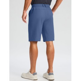 Pudolla Men's Golf Shorts 11" Inseam Comfy Shorts with 3 Pockets Stretch Quick Dry Casual Work Shorts（Blue L
