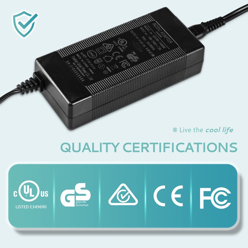 EUHOMY AC Power Cord, 110-240V AC Power Adapter for 12V