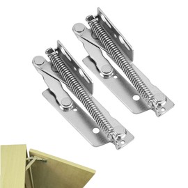 Eruceky Pack of 2 Steel Spring Hinge, Flap Fitting, Stainless Steel, Heavy, for Cupboard, Wardrobe, Door, Up-Pivoting Fitting
