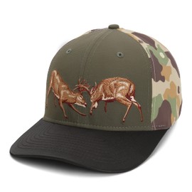 Fighting Bucks Rut Throwback Camo Cap, 6-Panel, Comfort Snap Snapback, Deer Hunting Cap