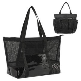 MoKo Pool Bag, Large Capacity 6.6 gal (20 L), Beach Bag, Swimming Bag, Breathable Mesh, PVC Bottom, Wide Match Specifications, Freestanding, Handbag, Tote Bag, Translucent, Suitable for Hot Springs,