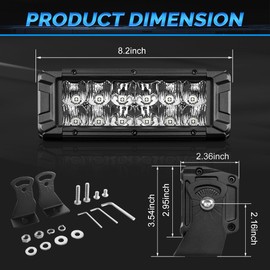 LED Light Bar 8 Inch Double Row 120W 12000LM SpotFlood Combo LED Off Road Lights Xenon White IP68 Waterproof Driving Light for Trucks, 2Pcs