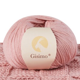 Gisimo 100% Merino Wool Yarn, 6-Ply Luxurious and Soft Yarn for Hand Knitting & Crocheting, 1.76 OZ/50g, 127 yds/116 Meters (Light Pink, 1 Ball)