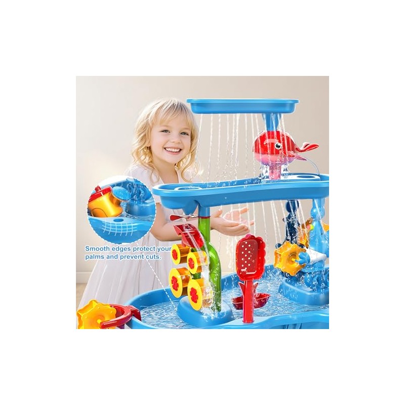 3-Tier Water Table for Toddlers 1-3, Kids Water Play Table