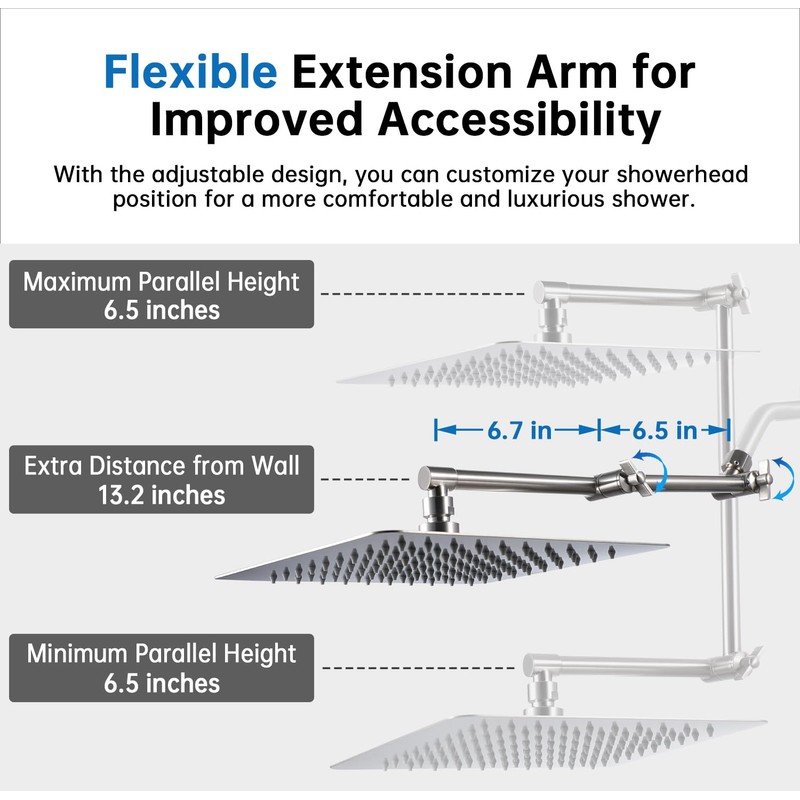 G-Promise All Metal 10 Inches Rainfall Shower Head with Handheld