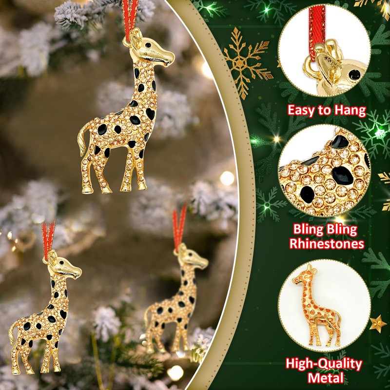 HEYINSHEN Giraffe Christmas Ornaments Gold Giraffe Hanger for Xmas Decor