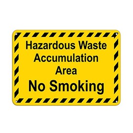 Aluminum Horizontal Metal Sign Multiple Sizes Hazardous Waste Accumulation Area No Smoking Yellow Chemical Hazard & Labels All Over Weatherproof Street Signage 14x10Inches