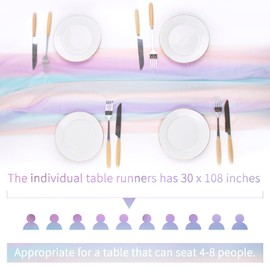 JeogYong Colorful Chiffon Table Runner 30 x 118 Inch Sheer Table Runner Tulle Rainbow Table Runner for Wedding Shower Decorations, Bridal Shower, Garden Party Decorations (Iridescent)