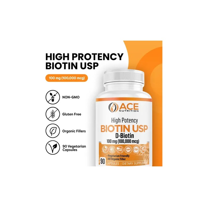 Ace Nutrition Biotina Alta Potencia Cápsulas 100,000 Mcg