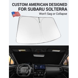 Proadsy 2025 Upgrade Windshield Sun Shade Custom Fit Subaru Solterra 2023-2025 Foldable Front Sunshade Protector Sun Visor Blocks UV Rays Keep Car Cooler Accessories