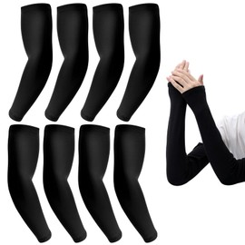 Leikedun 4 Pairs Arm Sleeves for Men & Women Ultralight Compression Arm Sleeves UV Protection Adult Black Comfort Fresh Sports Compression Arm Sports Cycling Golf, black, Unit size