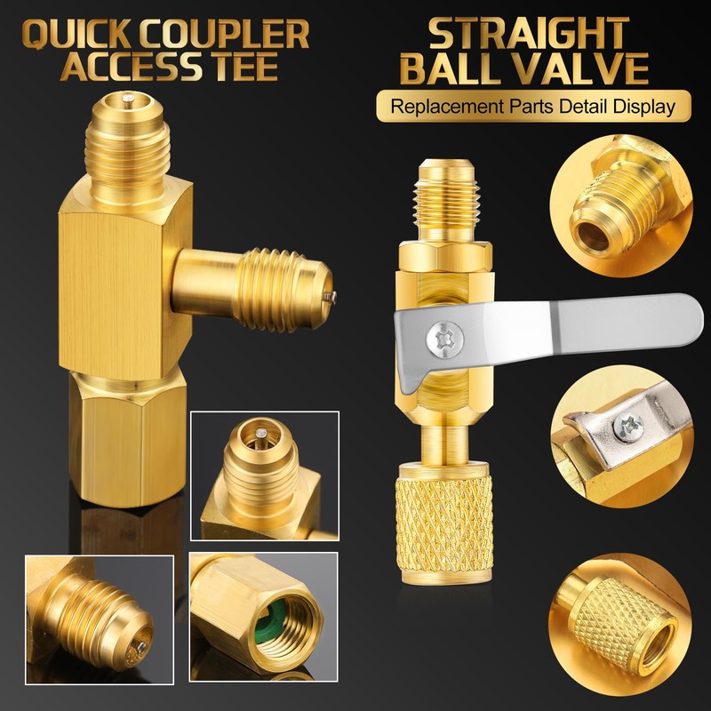 Tujoe 12 Pcs Air Conditioning Refrigerant Compact Ball Valve Coupler