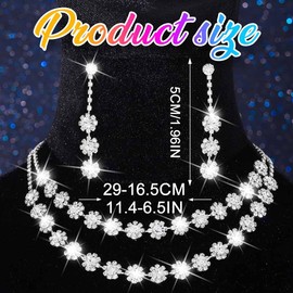 Nicute Pearls Jewelry Set for Women Rhinestone Necklace Earrings Set Sparkly Wedding Dress Jewelry (Silver, One Size)
