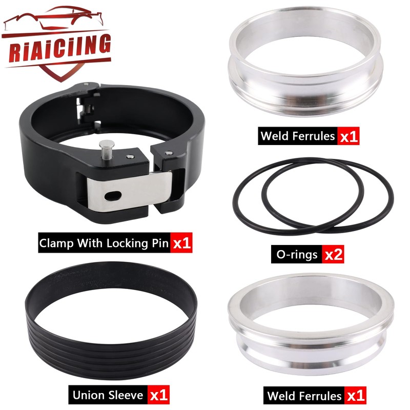 RiAiCiING 3.5 Inch Aluminum V Band Quick Release Intake Intercooler