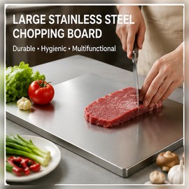 Large Stainless Steel Cutting Board for Kitchen Prep – Double-Sided Pastry & Chopping Surface for Home Cooking