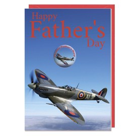 AK Giftshop Spitfire Fathers Day Card With Badge