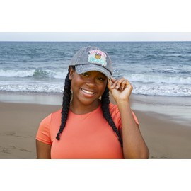 Funky Junque Beach Baseball Caps for Women, Vintage Distressed Hat - Life's a Beach - Black