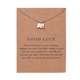 Elephant Necklace, Good Luck Friendship pendant and chain, gold tone