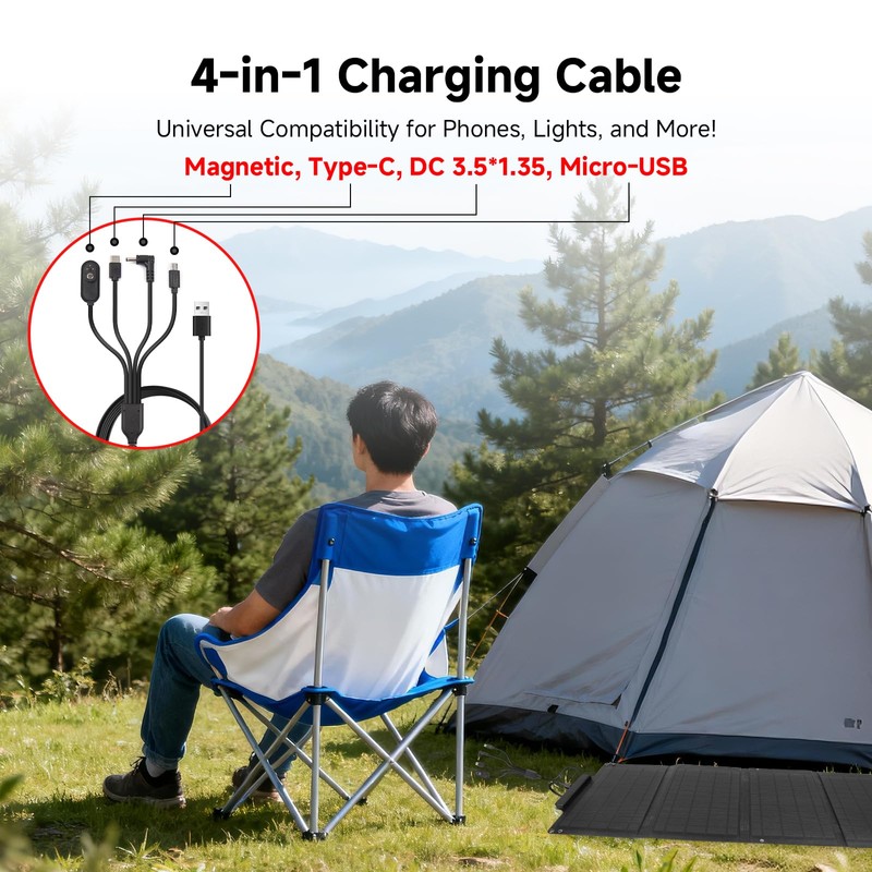 30W Solar Panel Charger, Portable Foldable Solar Panel with 3USB