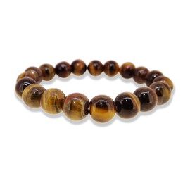 Arihant Gems & Jewels® Natural Certified Tiger Eye Quartz Bracelet with 10mm Round Beads | Healing Crystal for Courage, Confidence & Protection | Unisex Spiritual Energy Jewelry.