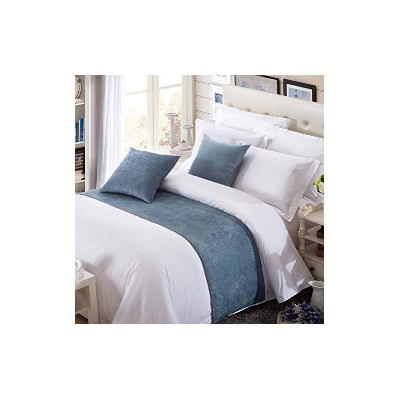 OSVINO Solid Color Chenille Soft No Fading Modern Bed Runner