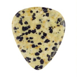 Dalmatian Jasper Natural Stone Guitar Or Bass Pick - 3.0 mm Ultra Heavy Gauge - 351 Shape - Specialty Handmade Exotic Plectrum - 1 Pack