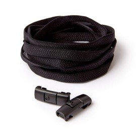 TEEZY No Tie Shoe Laces for Trainers | Premium Elastic Weave & Quick Lock Buckle | Flat Shoe Laces For Adults & Kids | Elastic Shoelaces Black White Laces No Tie | ACCELERATOR (Black)