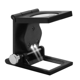 Meichoon Lupa plegable de 10 x microscopio de metal para computadora, plegable, lupa con luz LED, para lente óptica textil UC50