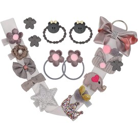 Fiveshops Baby Hair Clips with Cute Animal Design and Bow Tie 18 Pieces Gift Set, Toddler Hair Pin Hair Accessories for Christmas Birthday Children's Day Gift (Gray color baby hair clips 18pcs)