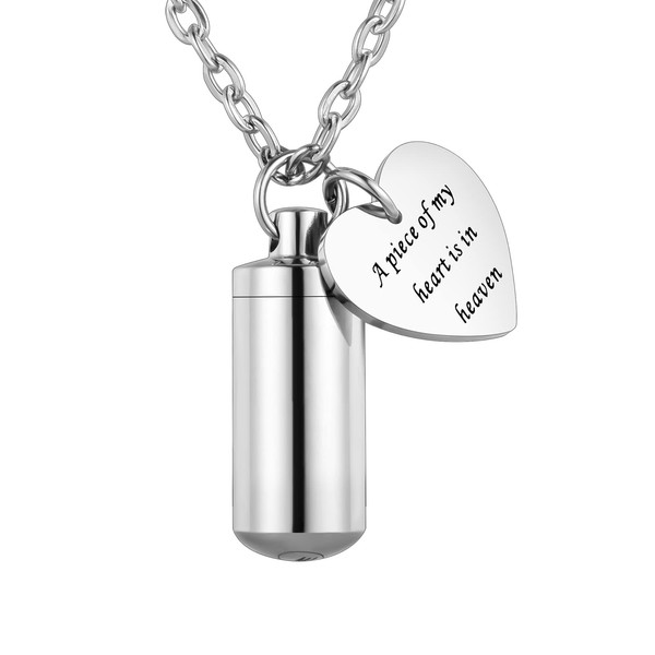 Dletay Memorial Pendant, Urn Pendant, Urn Necklace, Cylindrical Shape, Hand Held, Cremation Keychain, Stainless Steel, Removable, Large Capacity, Waterproof Lid, Memorial Jewelry, Stainless Steel, No