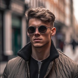 WOODONLY Wooden Round Polarised Sunglasses - Retro Wooden Sunglasses with Bamboo Case for Men and Women Perfect Gifts, ebony