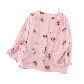 SOEDZUNG Kids Post Surgery Shirt, Full Open Fracture Clothes with Magic Stickers, Soft Breathable Cotton Gauze, Easy Wear for Boys Girls(Pink,M)