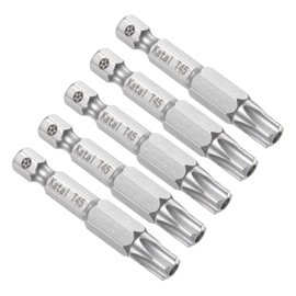CoCud Magnetic Torx Bits T45 Head 1/4 Inch Hex Shank 2 Inch Length S2 Steel 5 Points Tamper Proof Star Screwdriver Bits - (Use: for Electric Screwdriver) Pack of 5