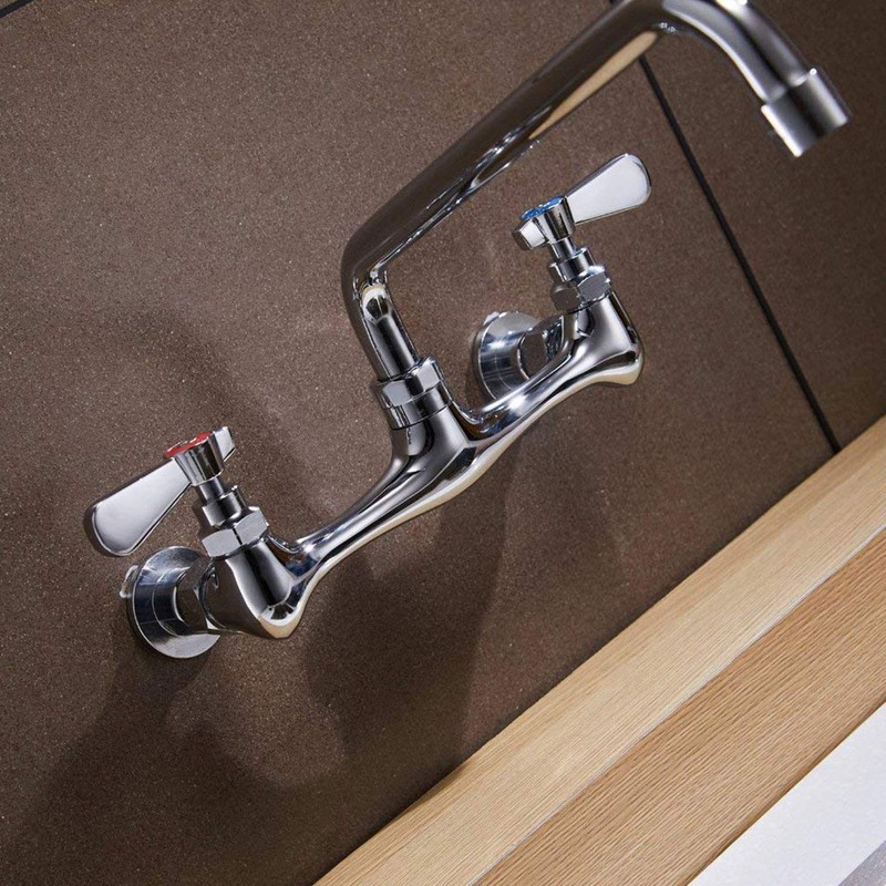 Commercial Kitchen Faucet Wall Mount with 8 Inch Swivel Spout