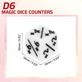 sourcing map 48Pcs Magic Dice Counters, Acrylic D6 Life Token Dice Set with Pouch for Standard Cards Gaming Accessories, White