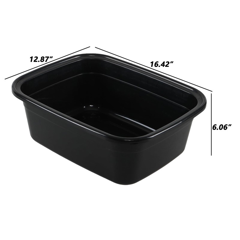 Innouse 3-Pack 16 Quart Plastic Wash Basins, Rectangular Dishpan Tub,