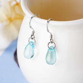 Boowhol Earrings women's fashion art blue crystal drop-shaped earrings temperament short ear jewelry 925
