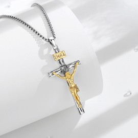 EUDORA Harmony Ball Sterling Silver 925 Cross Chain Saint Christopher Benedict Mary Miraculous Medal Archangel Medal Gabriel Metatron Seal of the 7 Archangels for Men Women, Sterling Silver, No