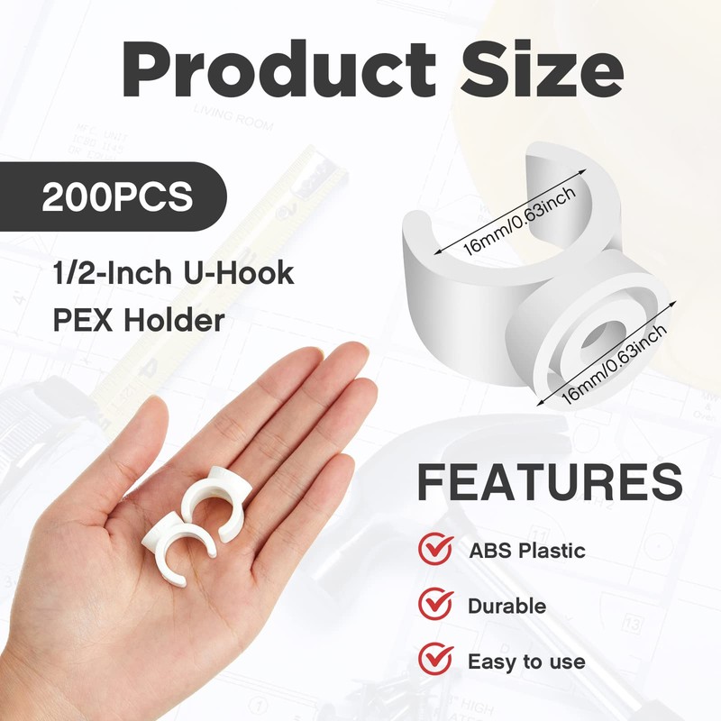 Taiyin 200 Pcs 1/2 Inch PEX Clips 16 mm Pipe