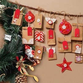 150 Pieces Christmas Gift Tags, Christmas Tags Hang Labels Paper Tags Kraft with Christmas Tree Snowflake Elk Patterns for Christmas Holiday Present Wrap, DIY Arts and Crafts, Wedding with 30 m Twine